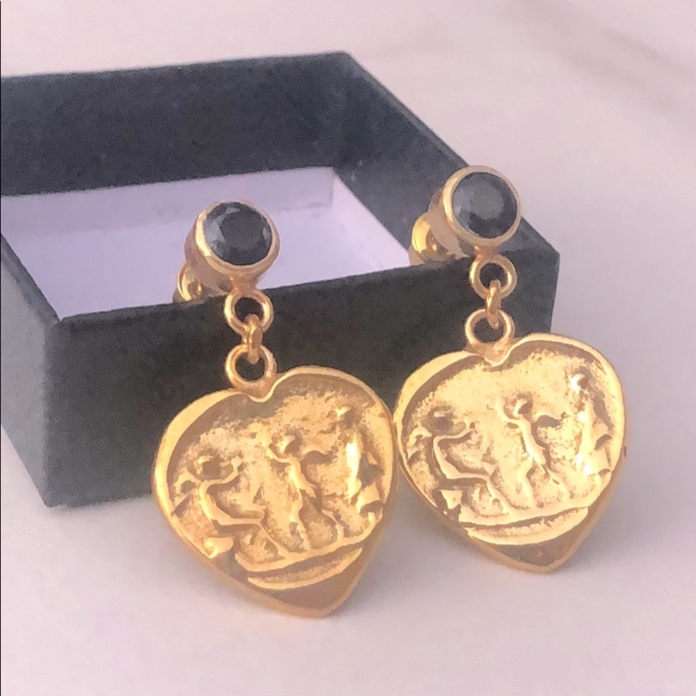 Kendra Scott 18k gold vermeil & onyx heart earrings